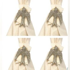 Juliska Designer Luxury Sparkle Dove Bird Napkin Rings Set of 4 Ornaments HTF